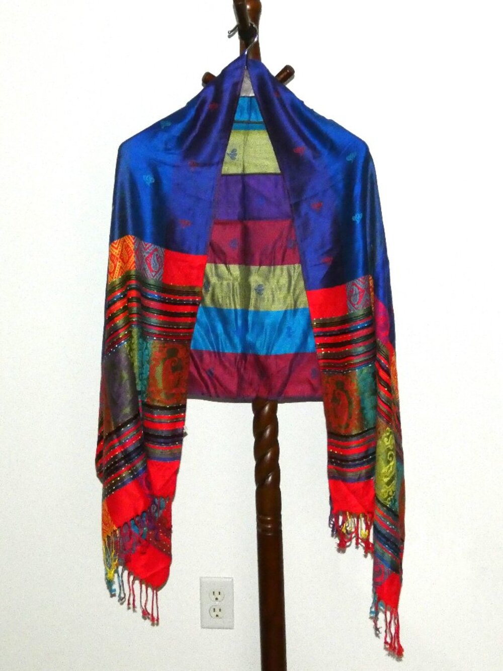 Colorful Pashmina fringed shawl/wrap/scarf